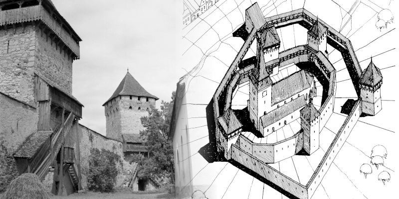 The defenses of the the fortified church of Cata in Transylvania