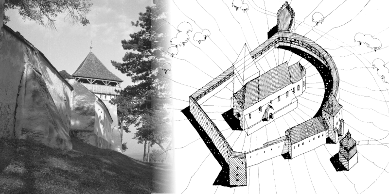 Zidul de incinta al bisericii fortificate din Ungra in Transilvania