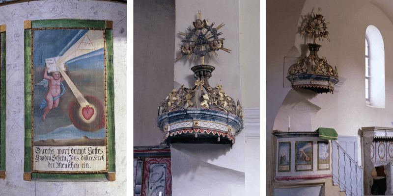 The pulpit in the fortified church in Homorod / Hamruden in Transylvania