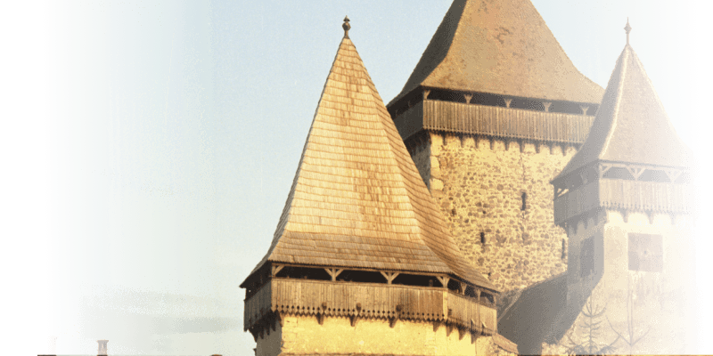 The northwest tower of the fortified church in Homorod / Hamruden in Transylvania
