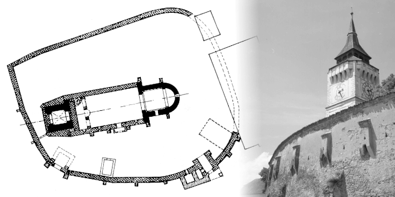 Zidul de incinta al bisericii fortificate din Rotbav in Transilvania