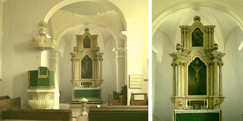 The baroque altar in the fortified church in Rotbav in Transylvania