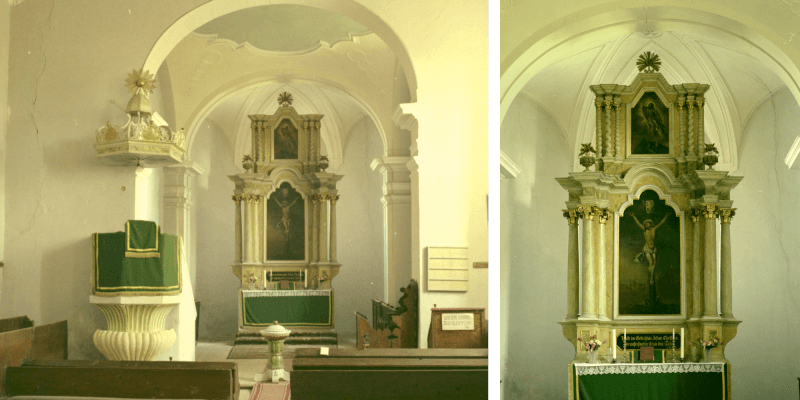 Der Barockaltar in der Kirchenburg in Rothbach/Rotbav in Siebenbürgen