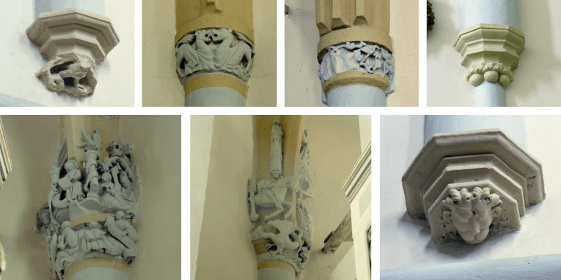 The capitals in the fortified church in Feldioara in Transylvania