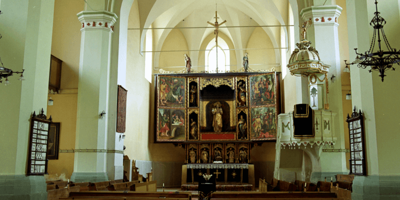 Altar of the fortified church of Halchiu in Transylvania