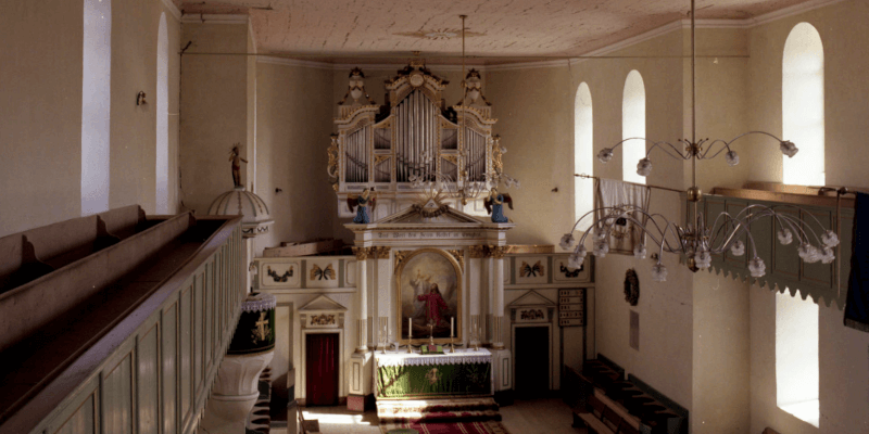 Der Altar der Kirchenburg in Brenndorf/Bod in Siebenbürgen