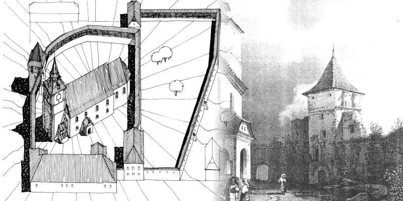 Zidul de incinta al bisericii fortificate din Bod in Transilvania