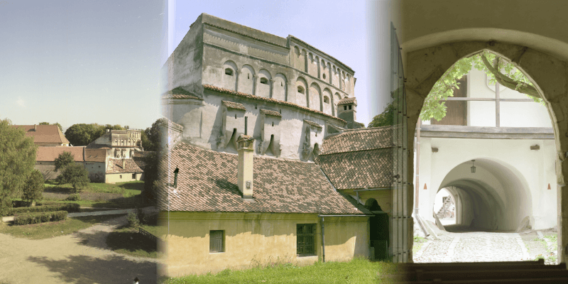 Castelul exterior al bisericii fortificate din Prejmer in Transilvania