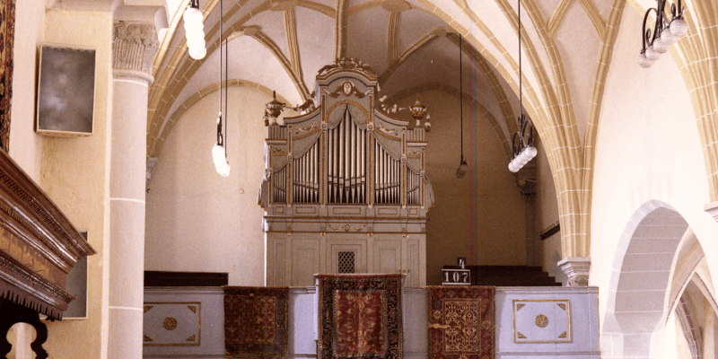 The organ in the fortified church in Halchiu in Transylvania