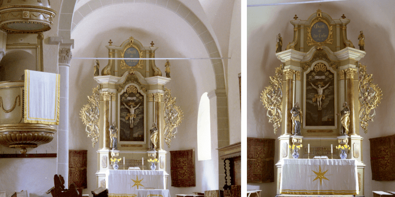 The altar in the fortified church in Harman in Transylvania