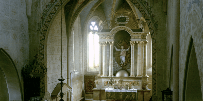 The altar of the fortified church of Ghimbav in Transylvania