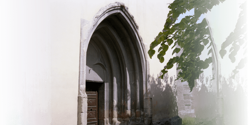 The portal of the fortified church in Ghimbav in Transylvania