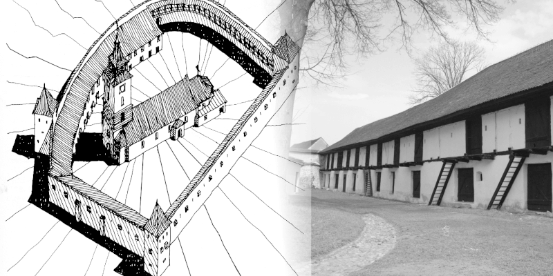 Zidul de incinta al bisericii fortificate din Vulcan in Transilvania