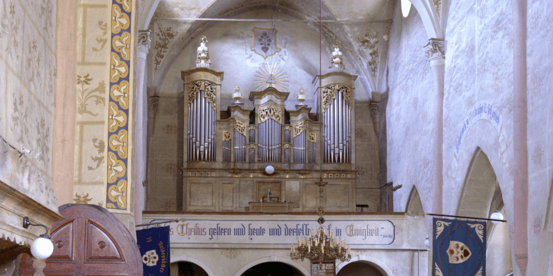 The organ of the fortified church in Ghimbav in Transylvania