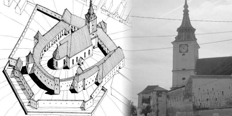 Die Ringmauer der Kirchenburg in Petersdorf / Sanpetru in Siebenbürgen