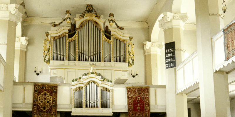 The organ in the fortified church in Sanpetru in Transylvania