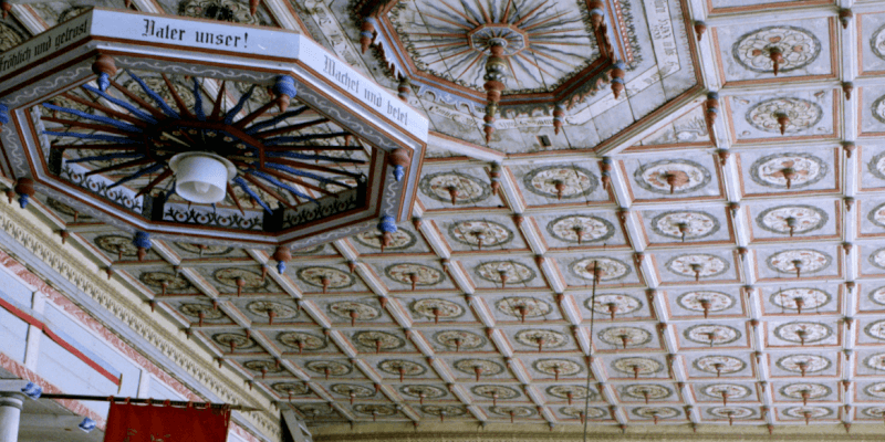 The ceiling of the fortified church in Codlea in Transylvania