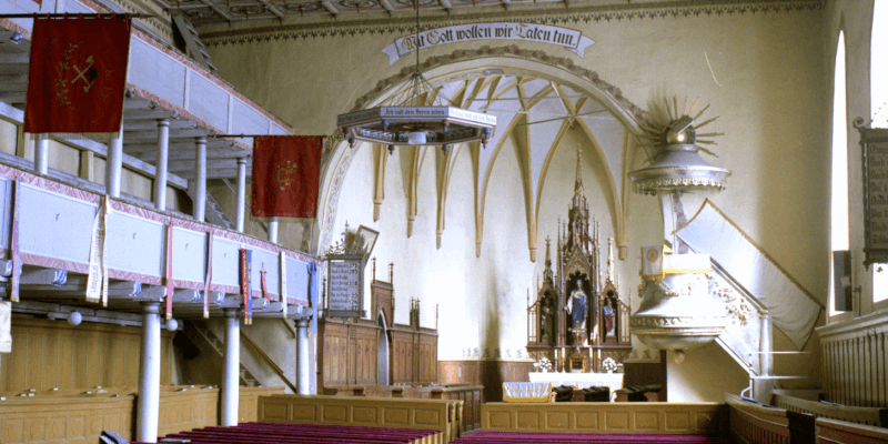 The altar of the fortified church in Codlea in Transylvania