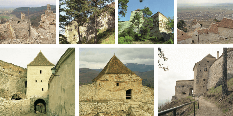 The towers of the castle of Rasnov in Transylvania