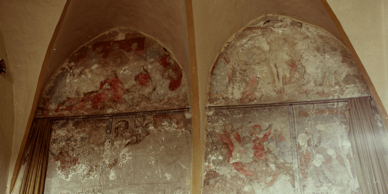 The frescoes in the evangelical church in Rasnov in Transylvania