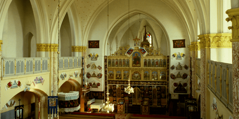 The hidden altar in the church in Dumitra in Transylvania
