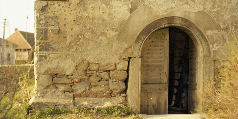 Portal of the fortified church of Crainimat in Transylvania