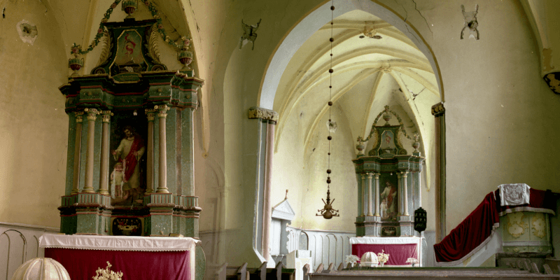 The altar of the fortified church of Lechinta in Transylvania