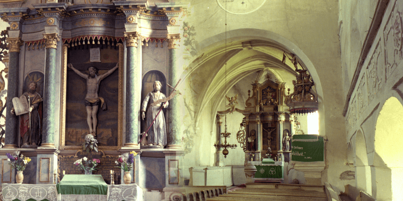 The altar of the evangelic church in Teaca in Transylvania