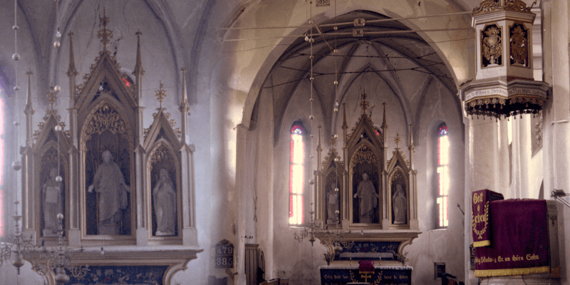 The Altar in the fortified church in Botos in Transylvania