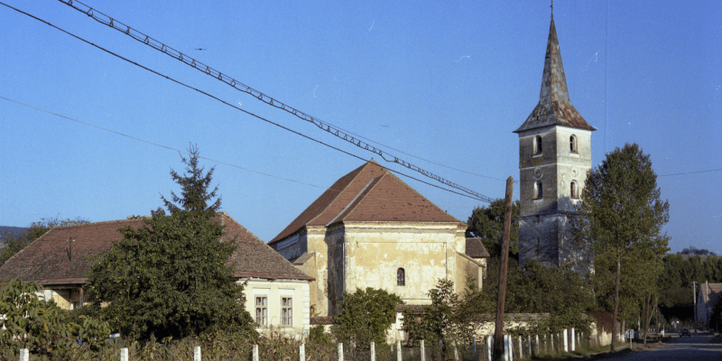 The bell tower in the fortified church in Botos in Transylvania