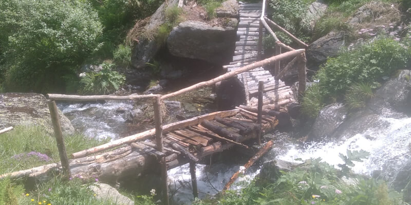 River crossing in the mountains